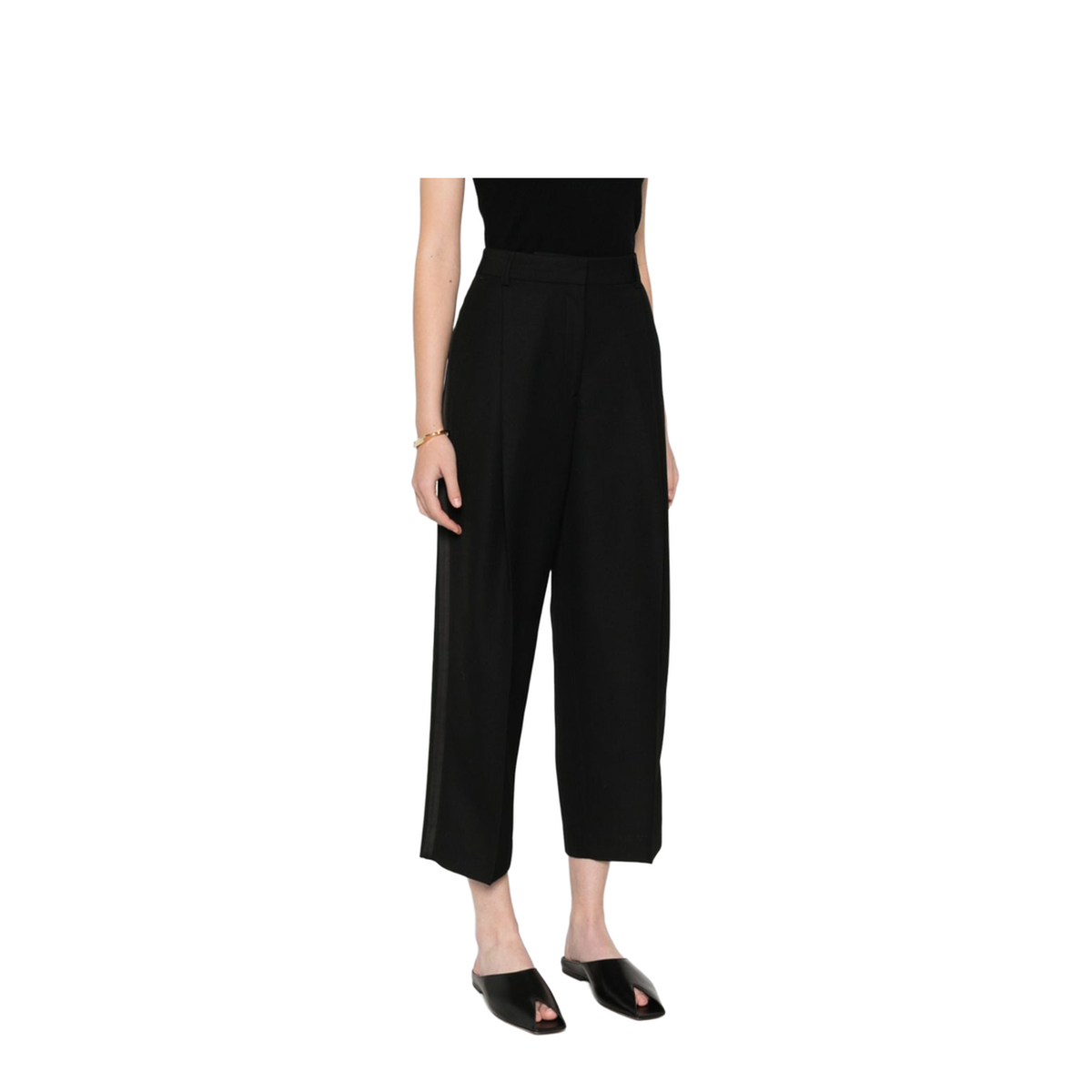 Wool Blend Pleated Trousers