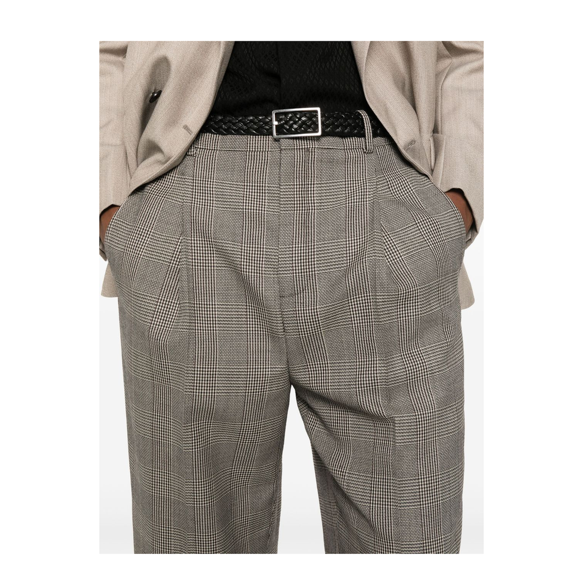 High-Waisted Pants in Prince of Wales Wool