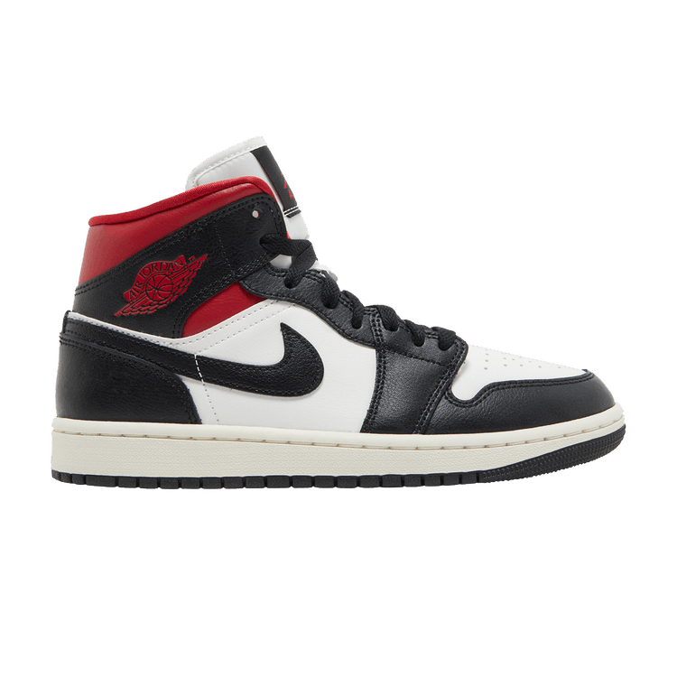 Wmns Air Jordan 1 Mid Black Off White Gym Red