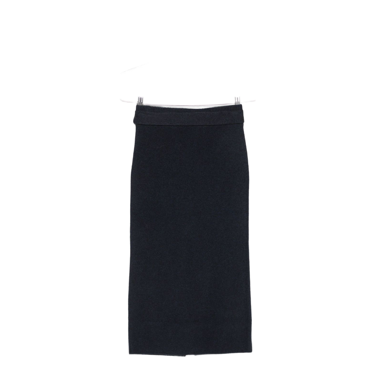 Wool Long Skirt with Slit and Belt