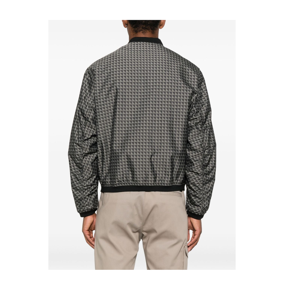 Blouson in Nylon Jacquard with Repeated Eagle Motif