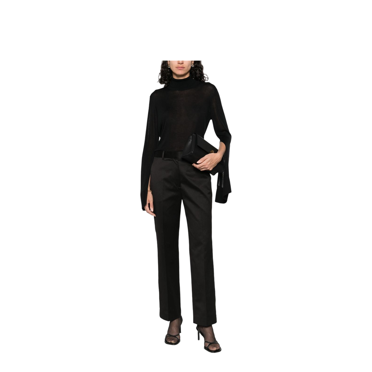 Slit Sleeve Turtleneck Black