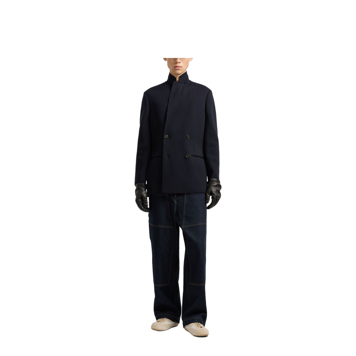 Double-breasted Blazer in a Plain-Knit Wool Blend