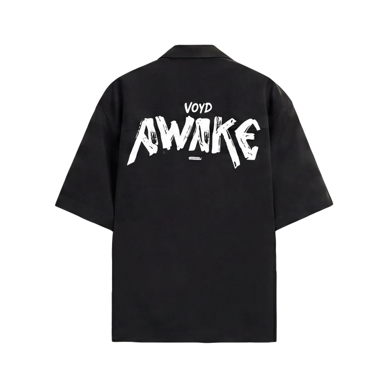 Voyd The Awake Pattern Black Bowling Shirt