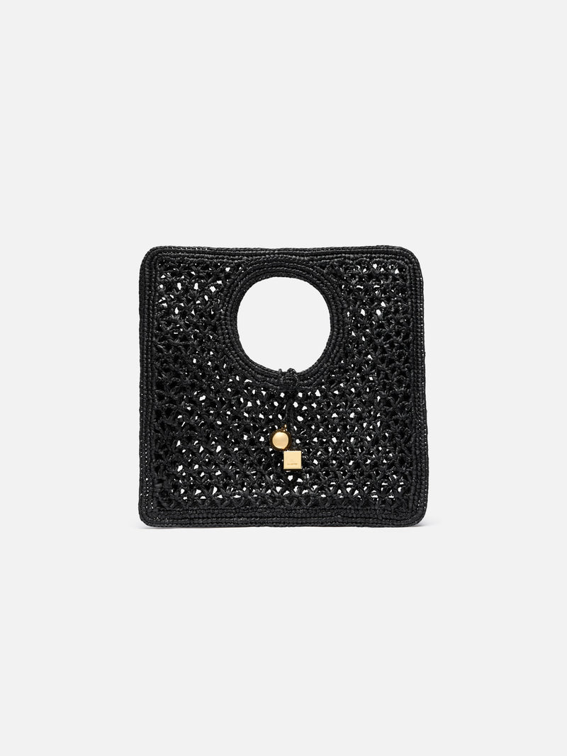 Jacquemus The Spiaggia Small Square Bag Small Square Raffia Bag Black
