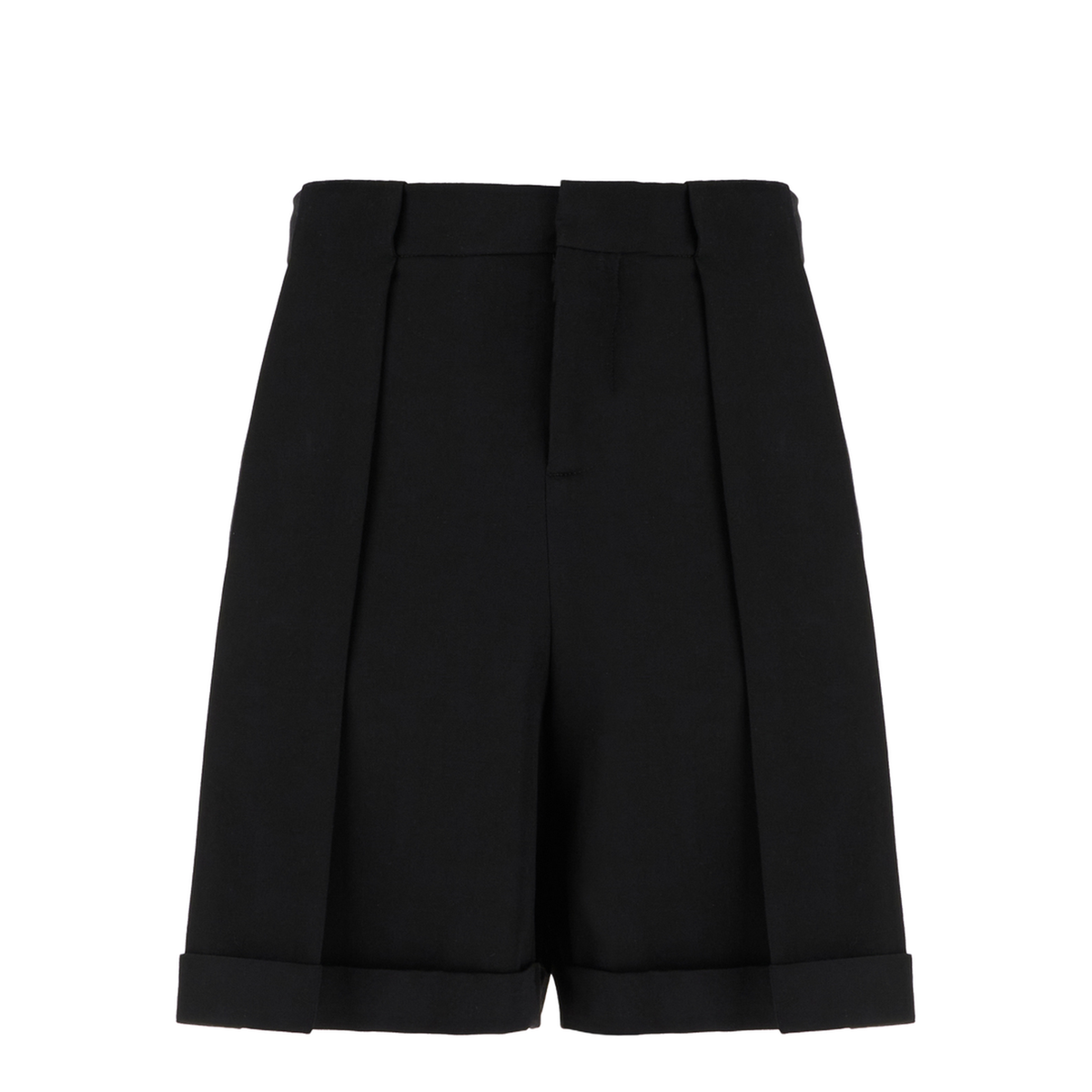 Pleated Gabardine Shorts - Black