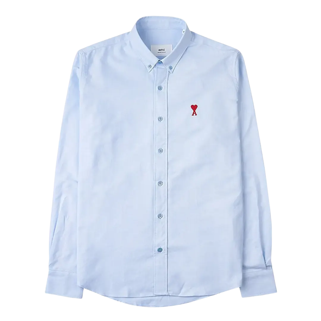 Ami ADC Red Heart Oxford Shirt Sky Blue