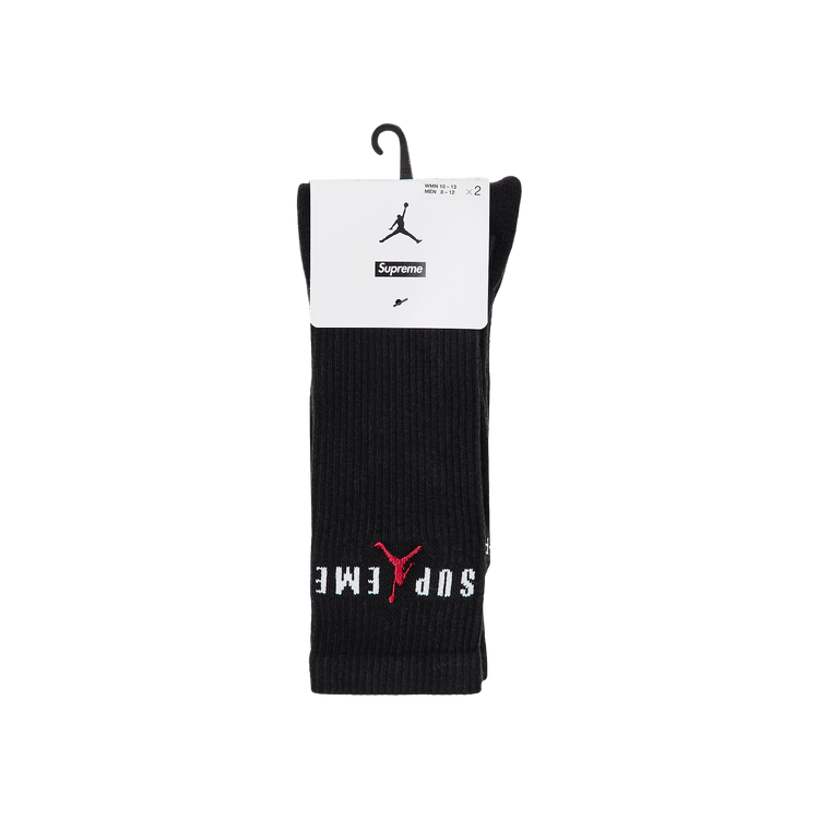 Supreme x Jordan Crew Socks (2 Pack) Black