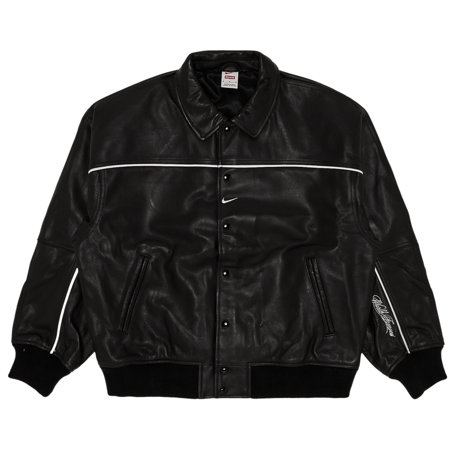 Supreme x Nike Leather Varsity Jacket Black