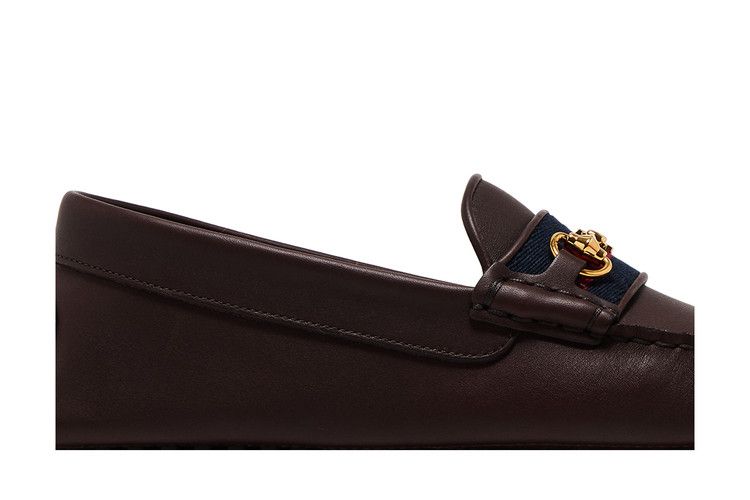 Gucci Ayrton Webbing-Trimmed Horsebit Leather Driver Loafers Brown