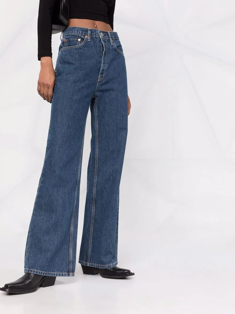 high-waisted bootcut jeans