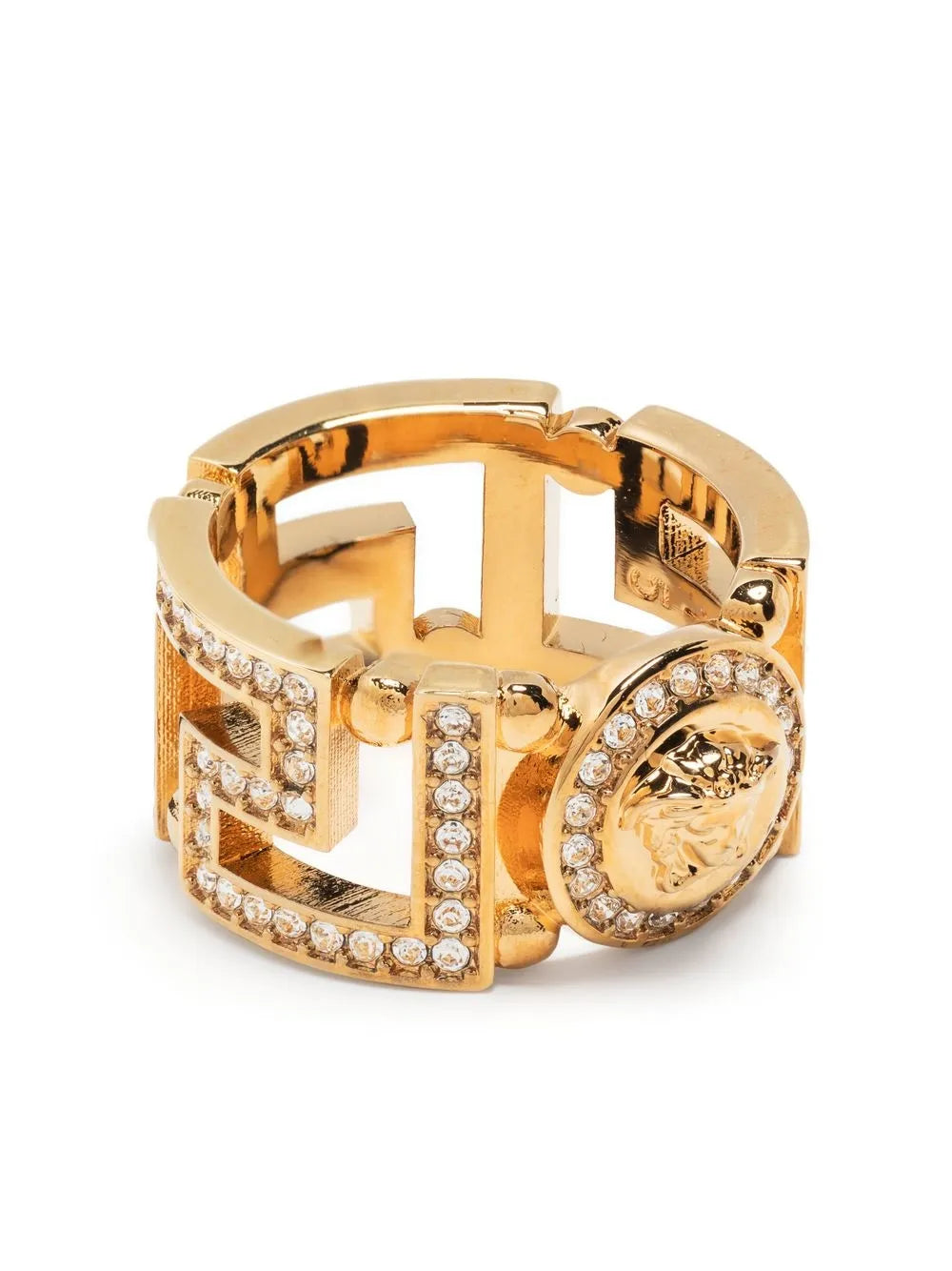Medusa Greca crystal-embellished ring