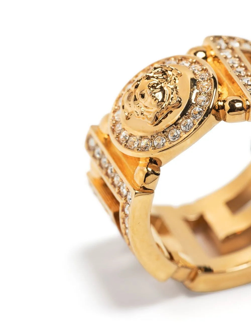 Medusa Greca crystal-embellished ring