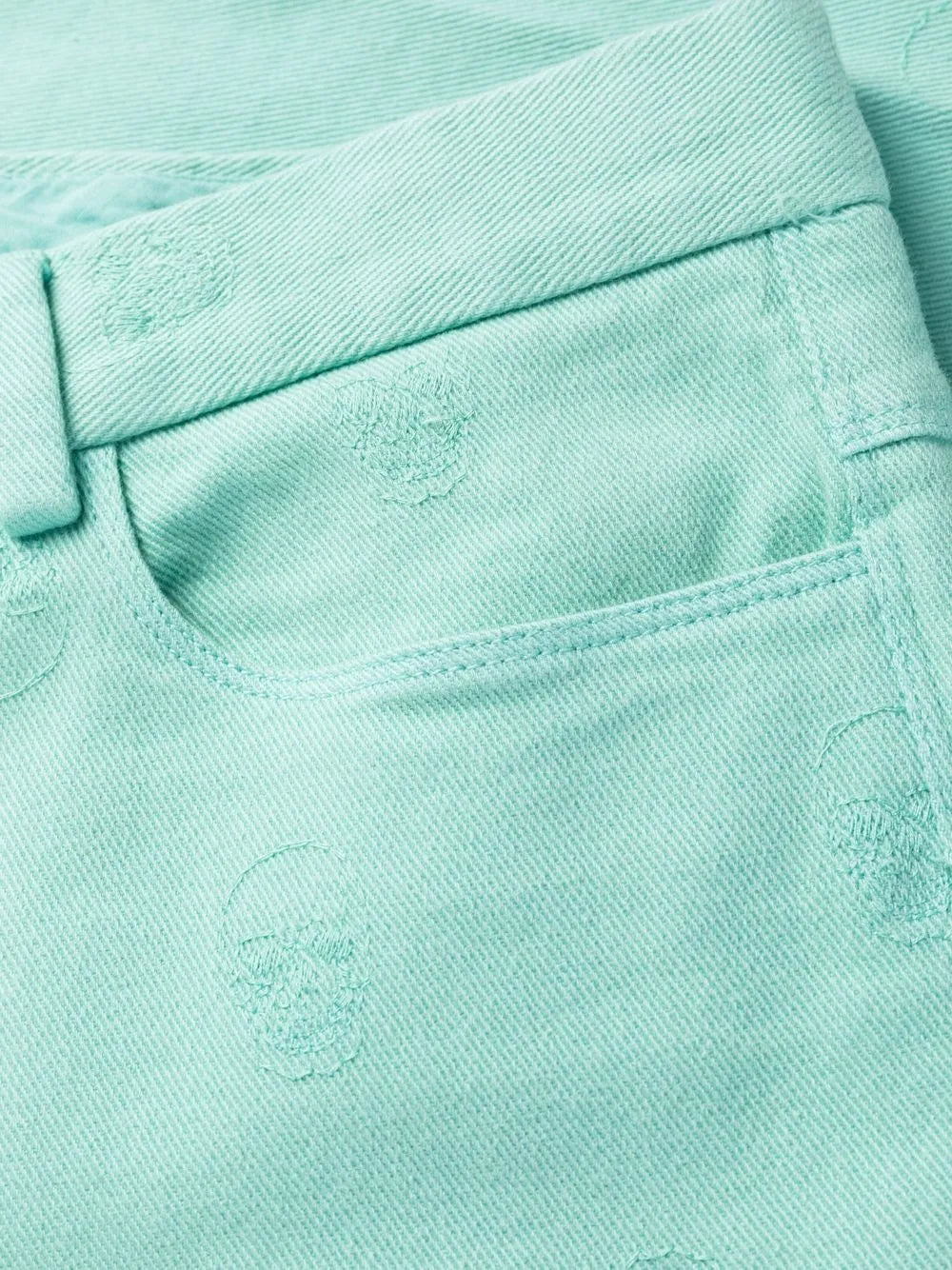 skull embroidery straight-leg trousers