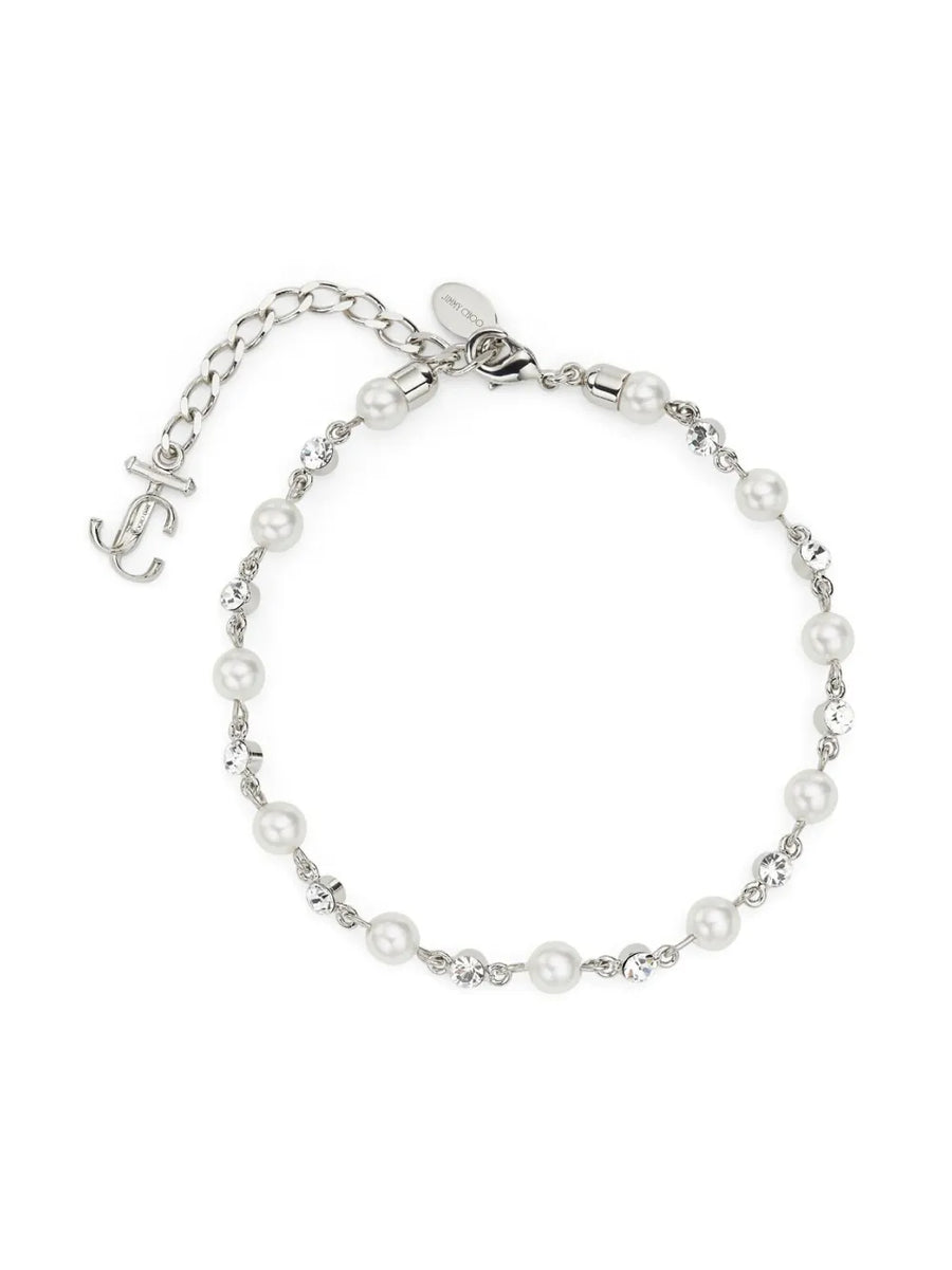 logo-charm pearl-detail anklet