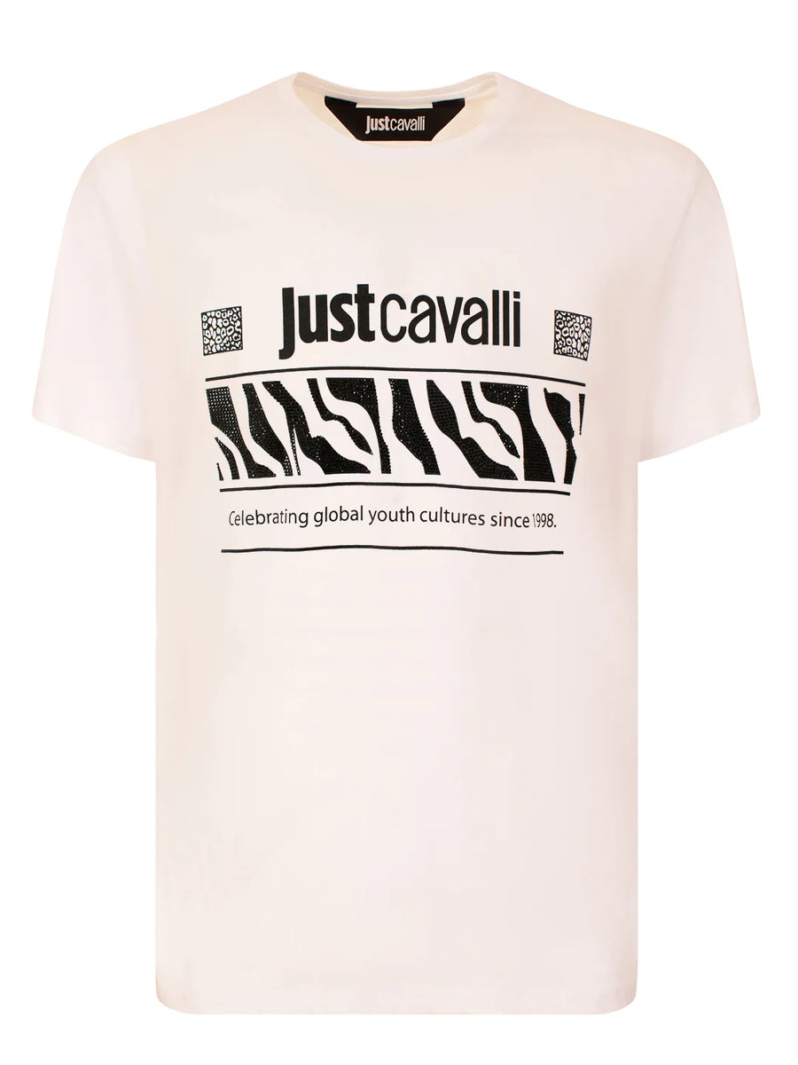 Just Cavalli  White Fashion Logo Slim Fit Tshirt