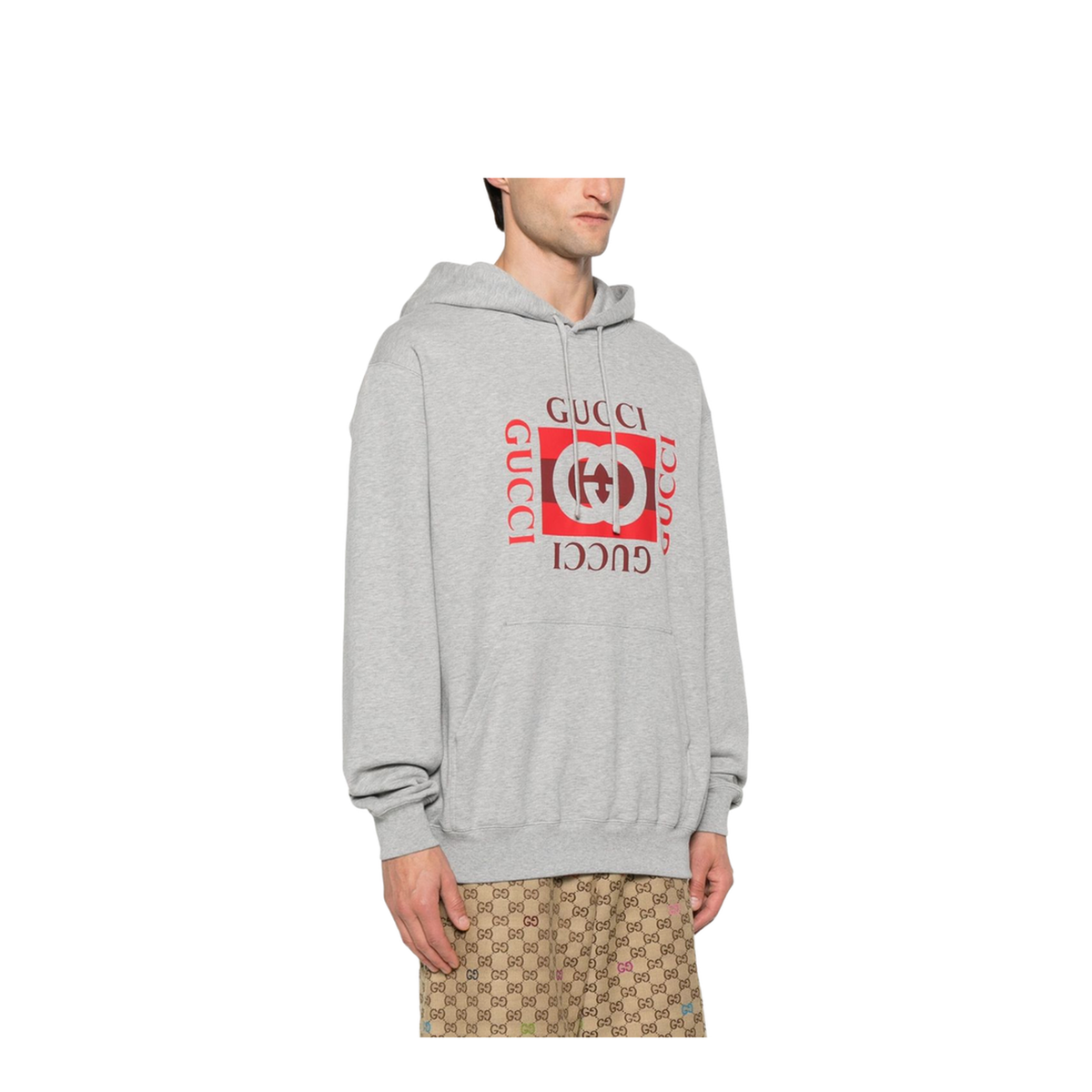 Printed Cotton Jersey Sweatshirt in Grey Mélange