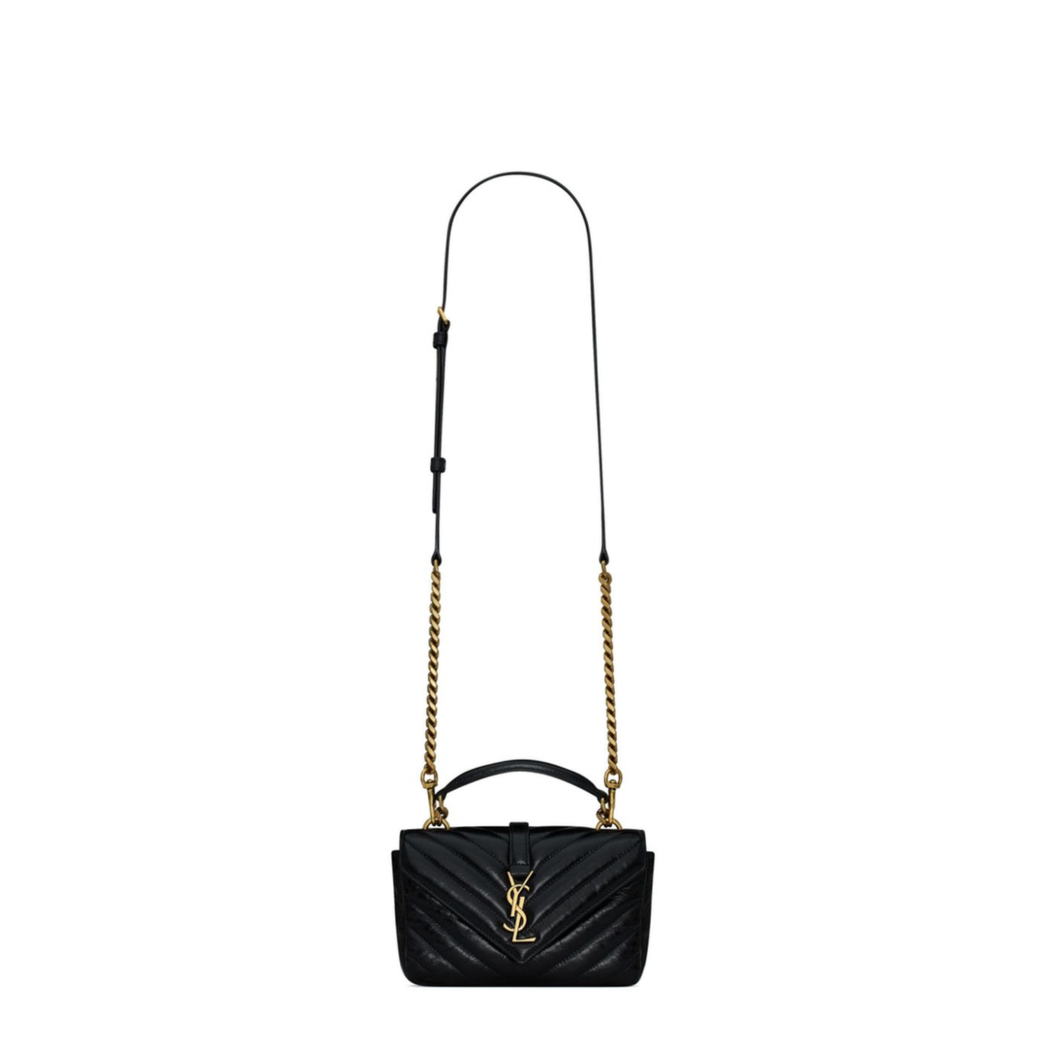 College Mini Leather Shoulder Bags - Black