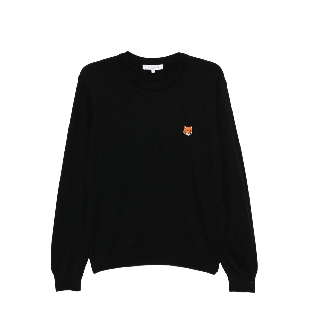 Fox Head Wool Crewneck Sweater - Black