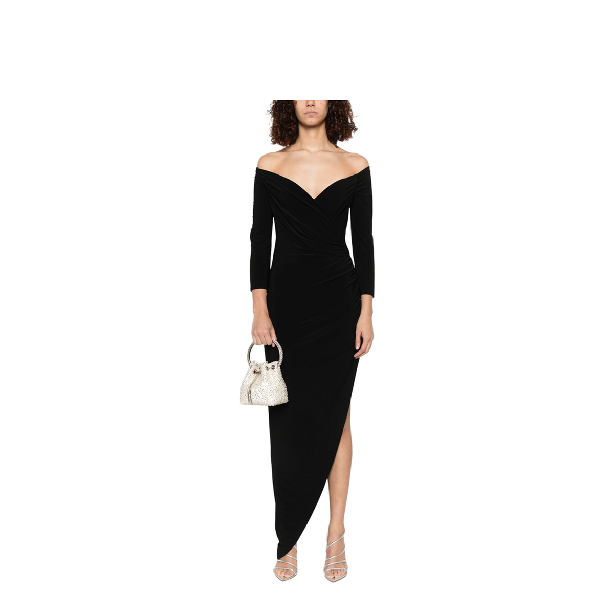 Off Shoulder Side Drape Gown
