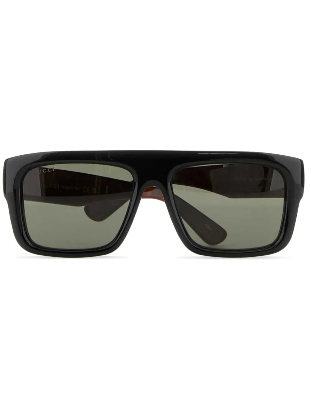tortoiseshell-effect detail rectangle-frame sunglasses