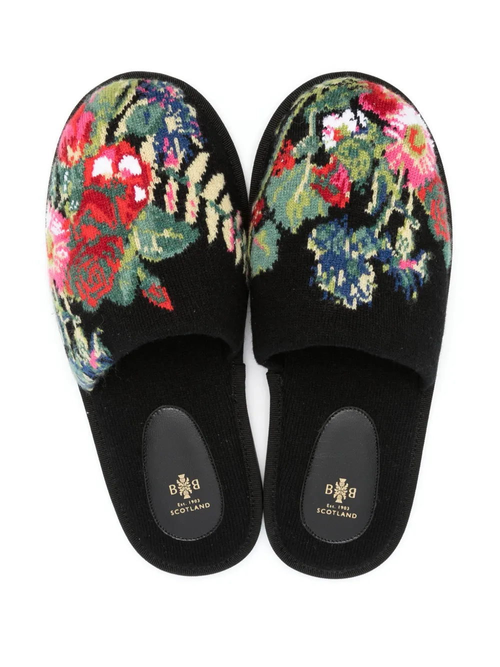 floral intarsia-knit cashmere slippers