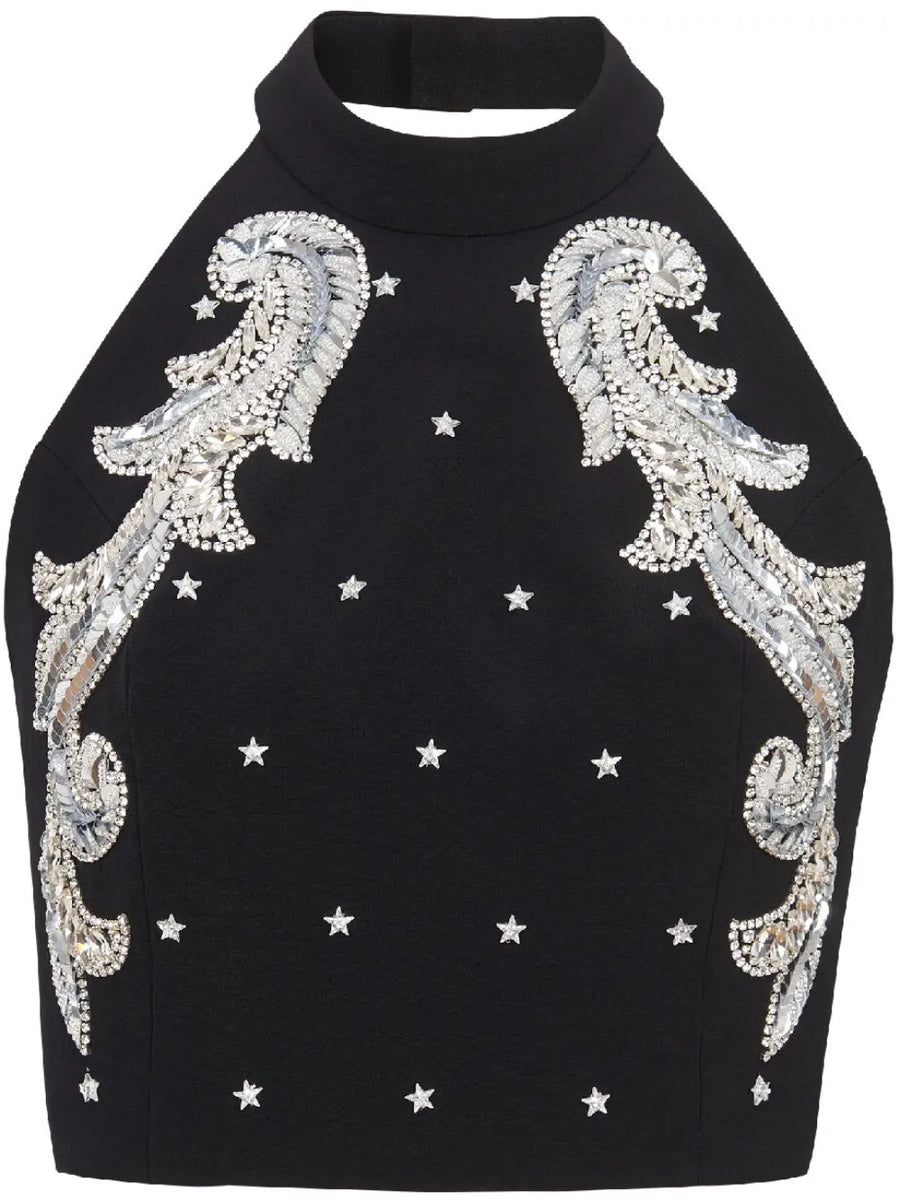 Baroque embroidered crop top