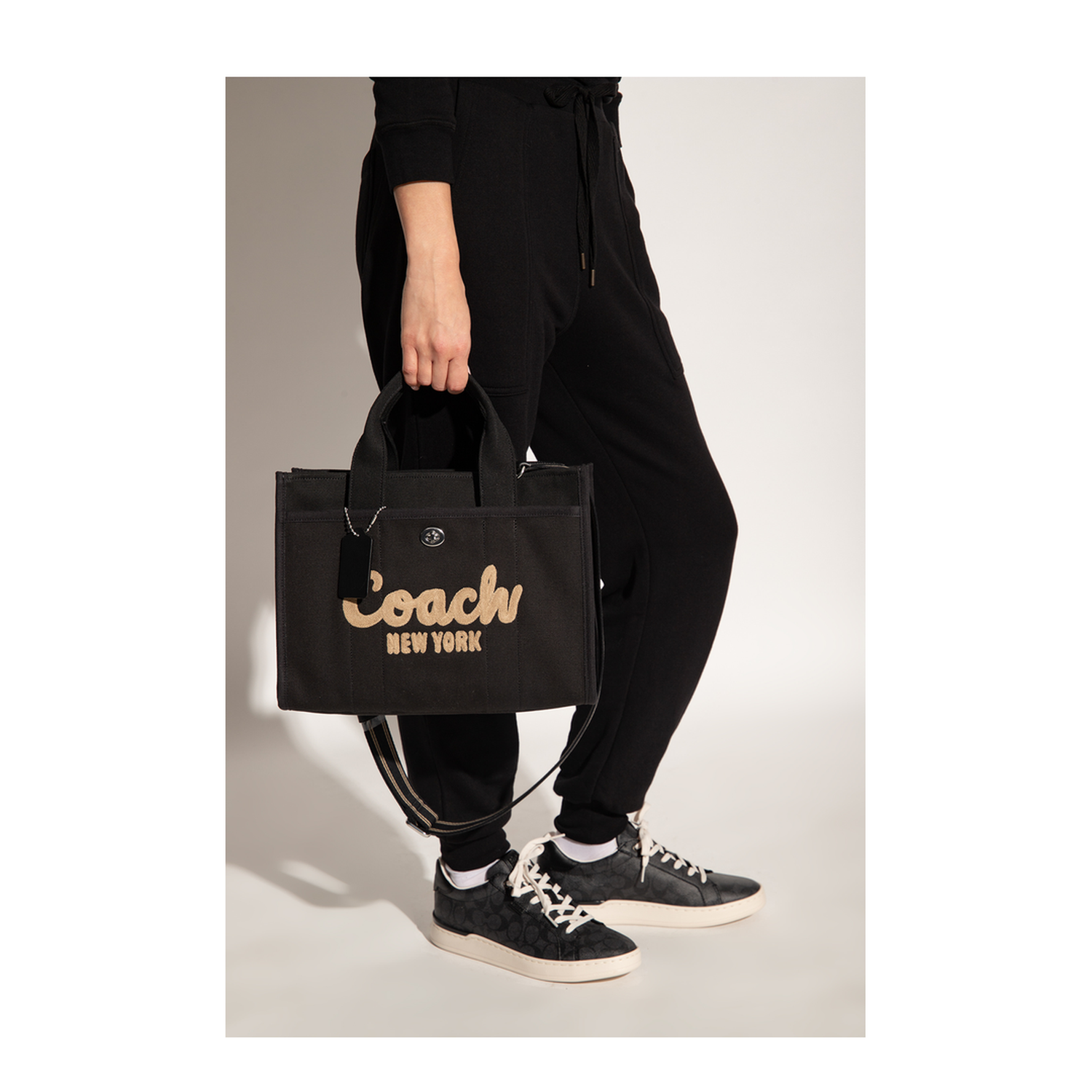 Logo Canvas Cargo Tote Bag - Black