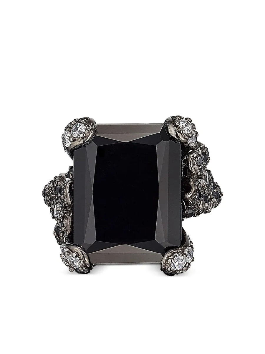 18kt white gold Black Diamond Cinderella cocktail ring