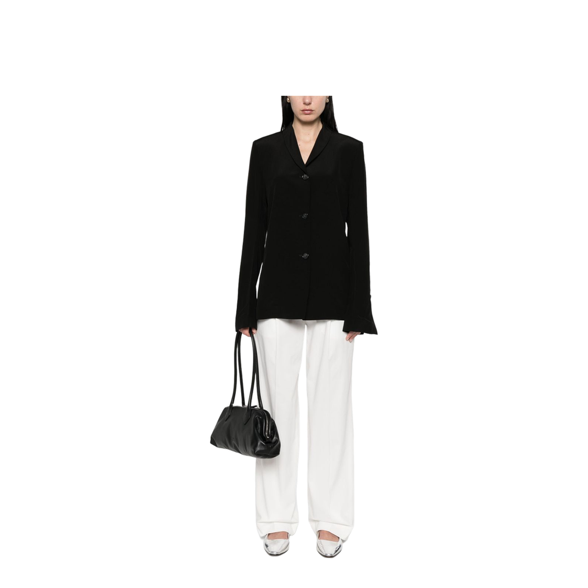 Black Convertible Neck Blazer