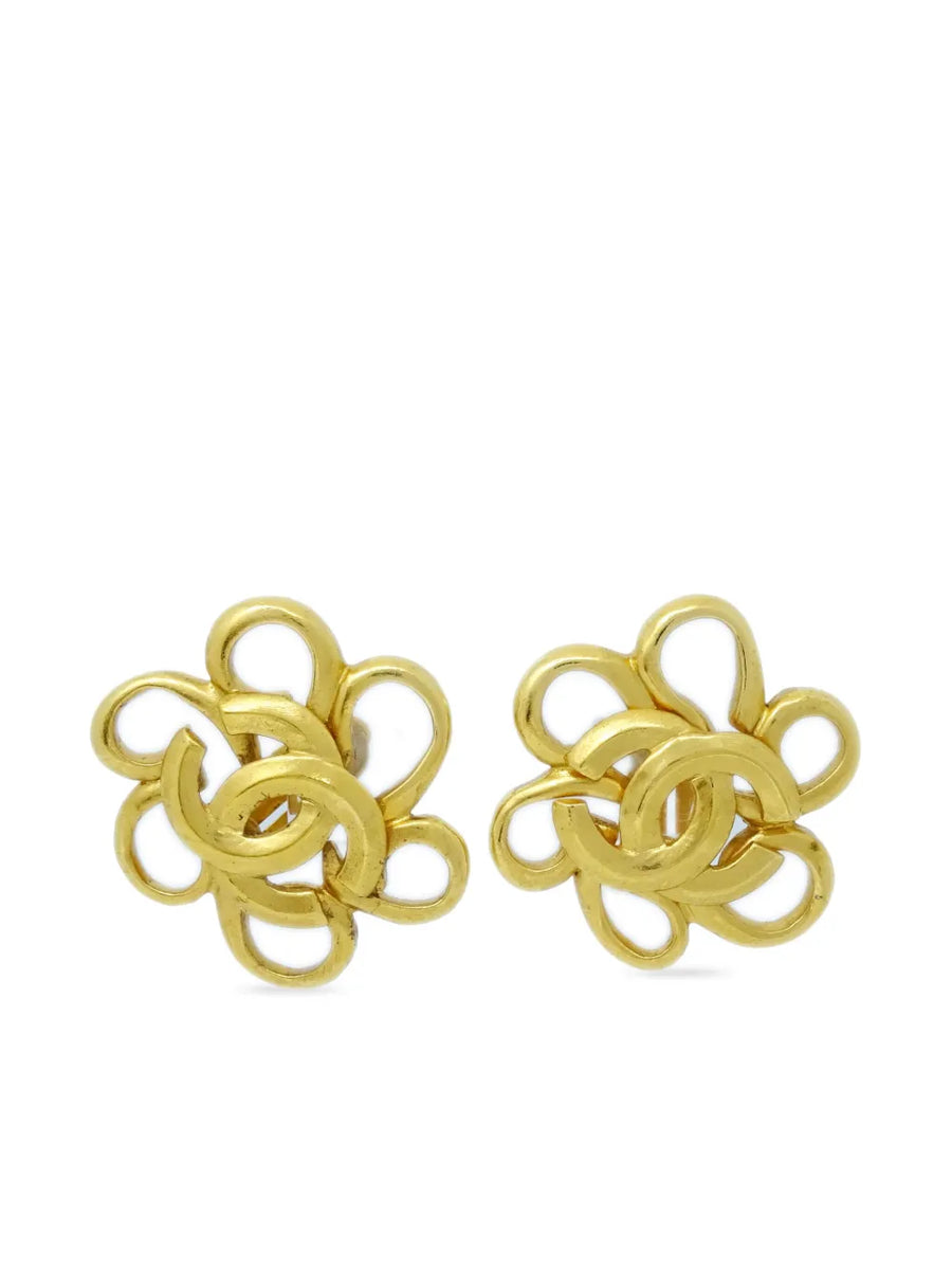 1996 CC Flower clip-on earrings