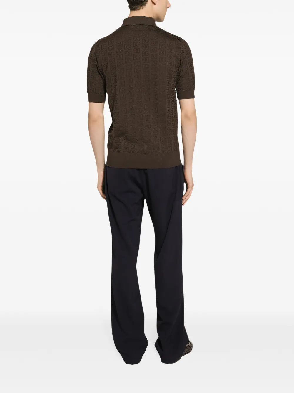 monogram-jacquard silk polo shirt