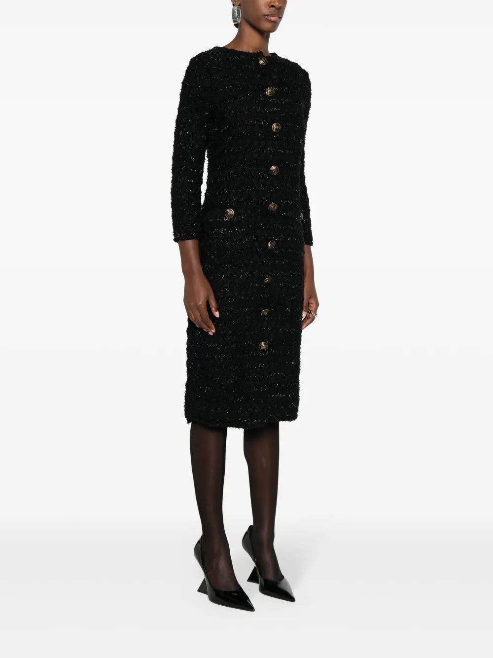 tweed button-up dress