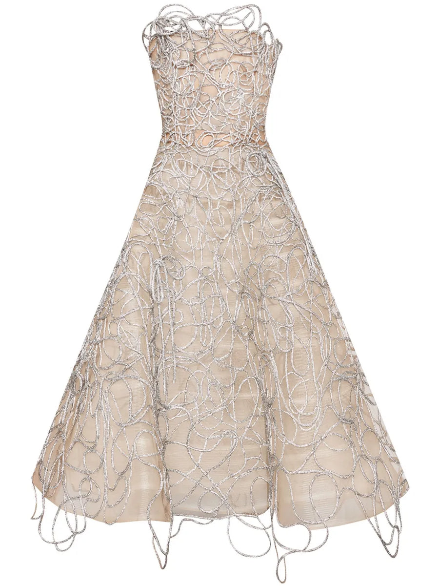 Crystal Embroidered cord gown