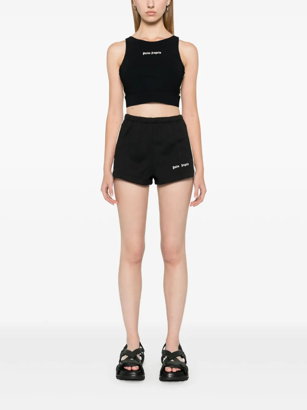 embroidered-logo shorts