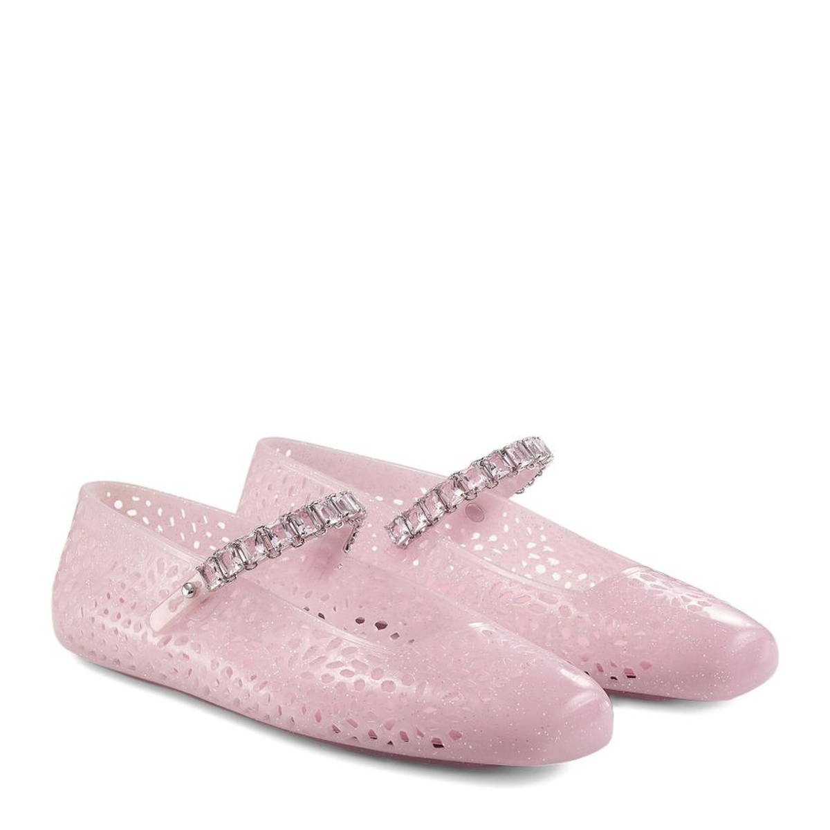 Cotton Candy Jelly Ballerina Flats with Crystal