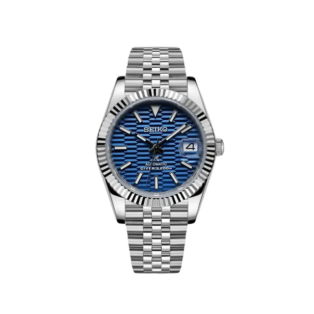 SEIKO MOD Datejust blue Fluted