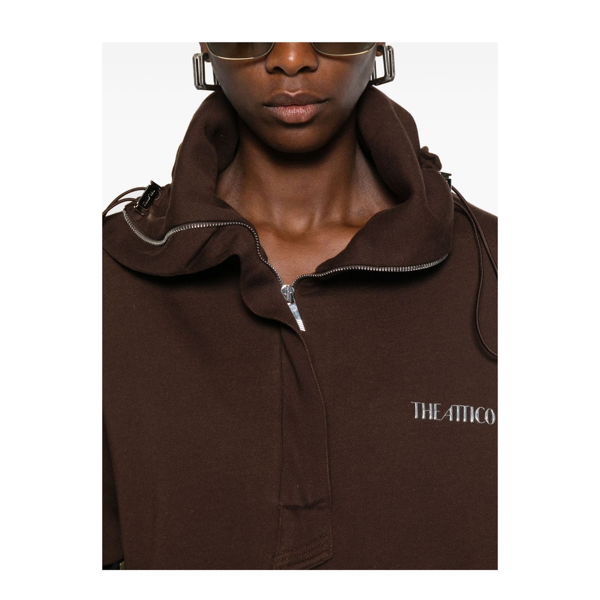 Brown Cotton Anorak Sweatshirt