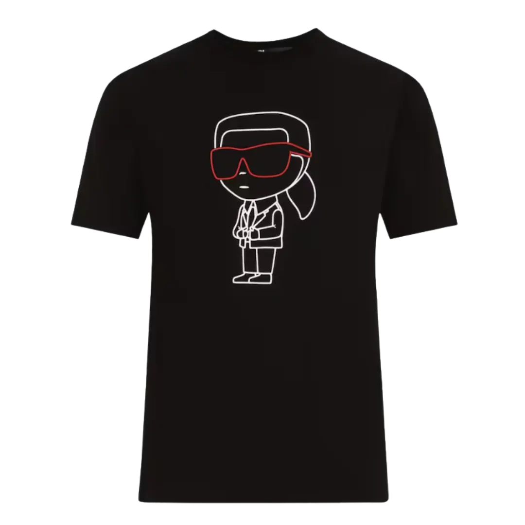Karl Lagerfeld Men Black Printed Round T-Shirts