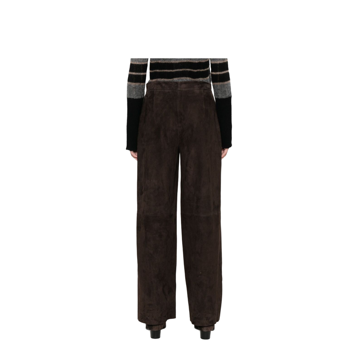 High-Waist Brown Leather Trousers