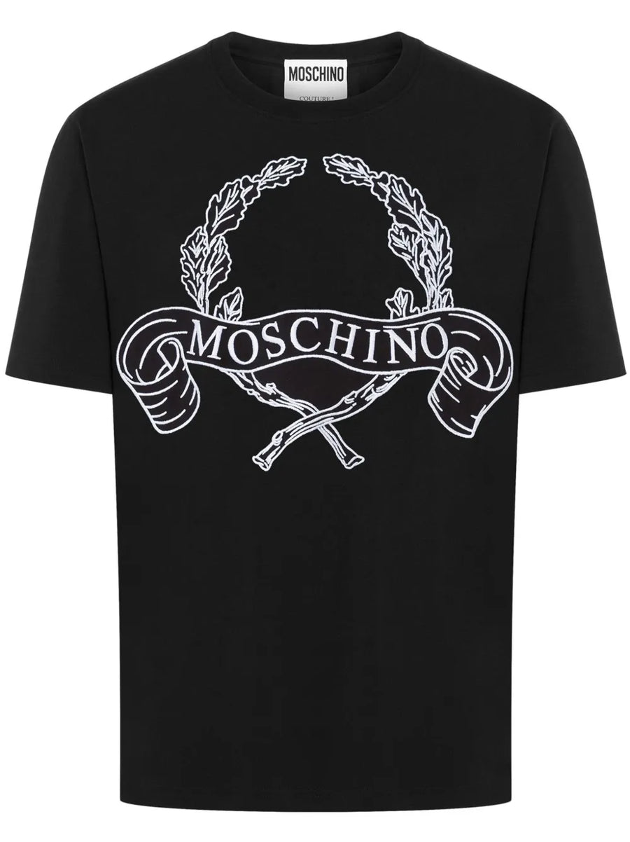 Moschino Laurel-print jersey T-Shirt Black