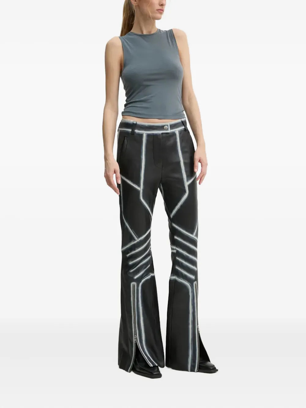 zip-detail trousers