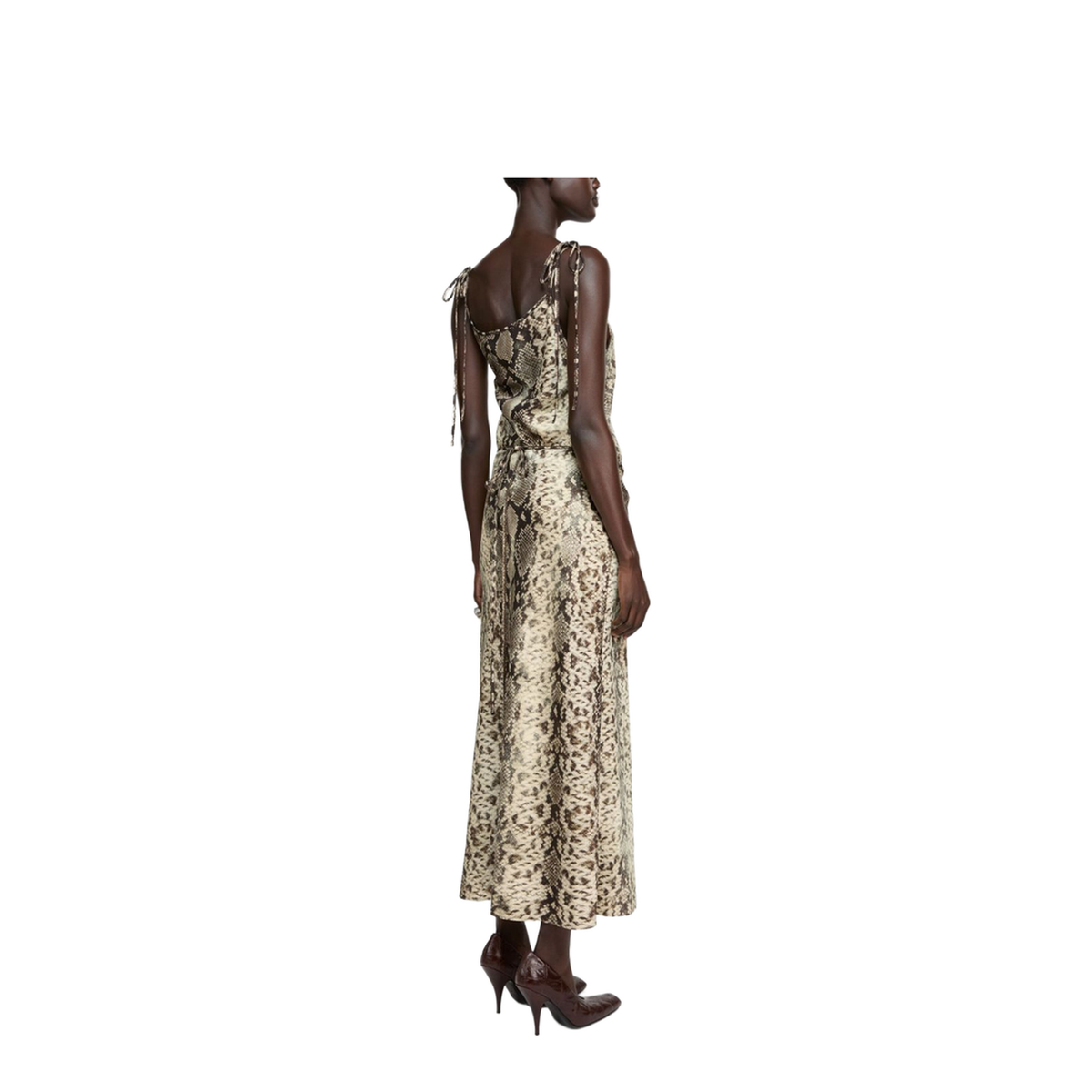 Satin Dress - Multi Brown