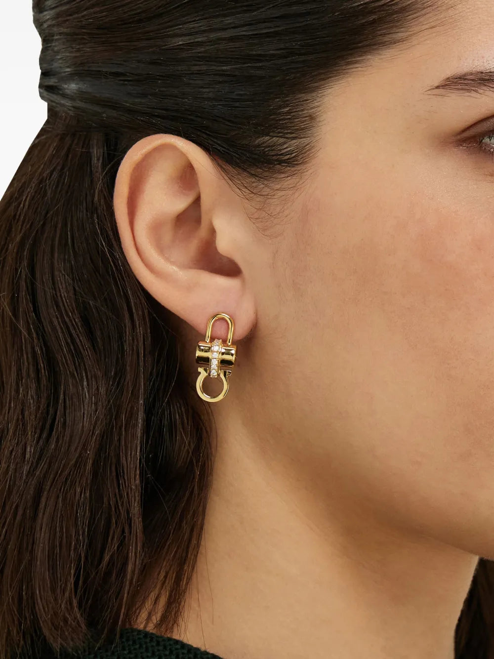 crystal embellished padlock earrings