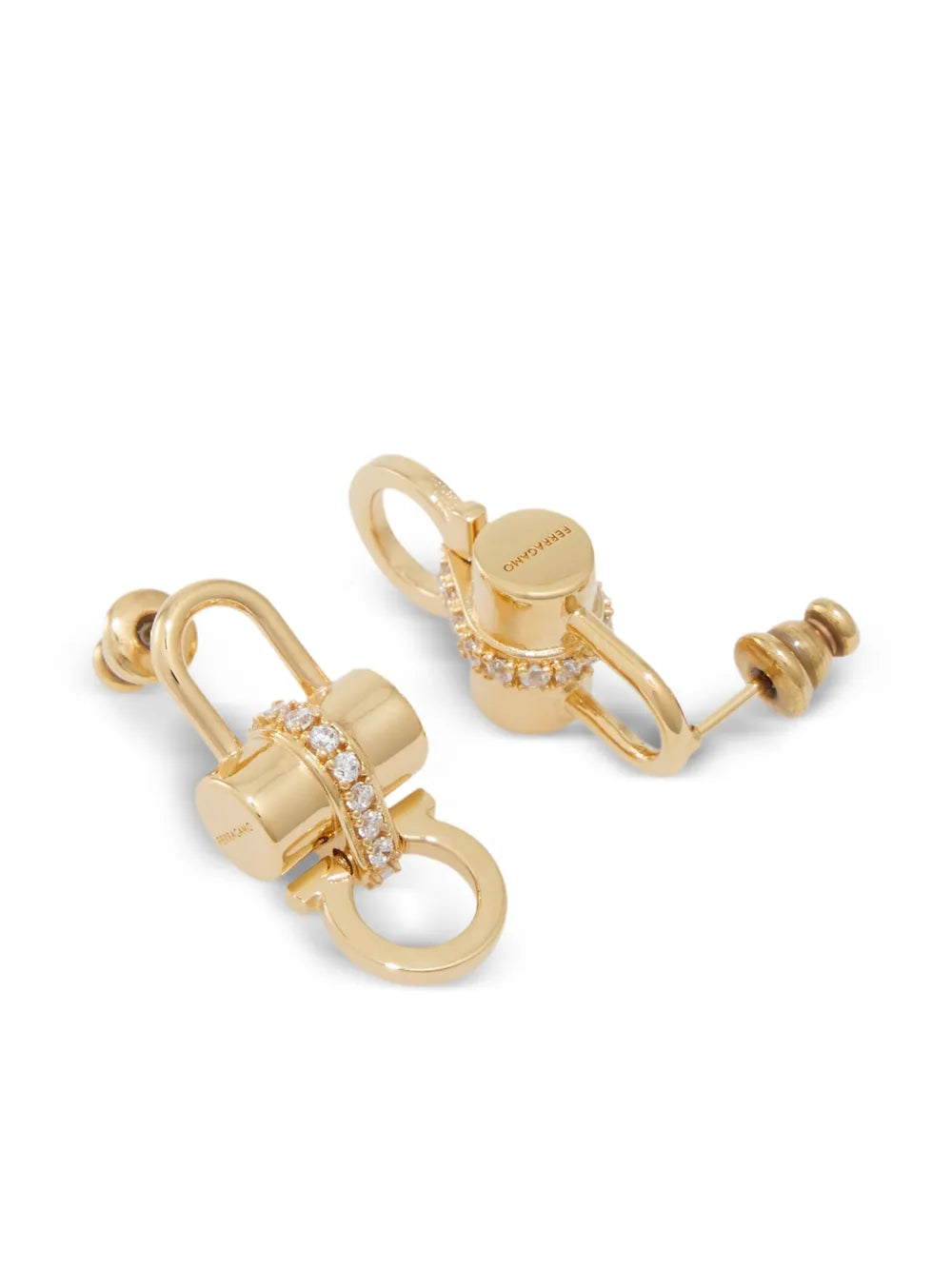 crystal embellished padlock earrings