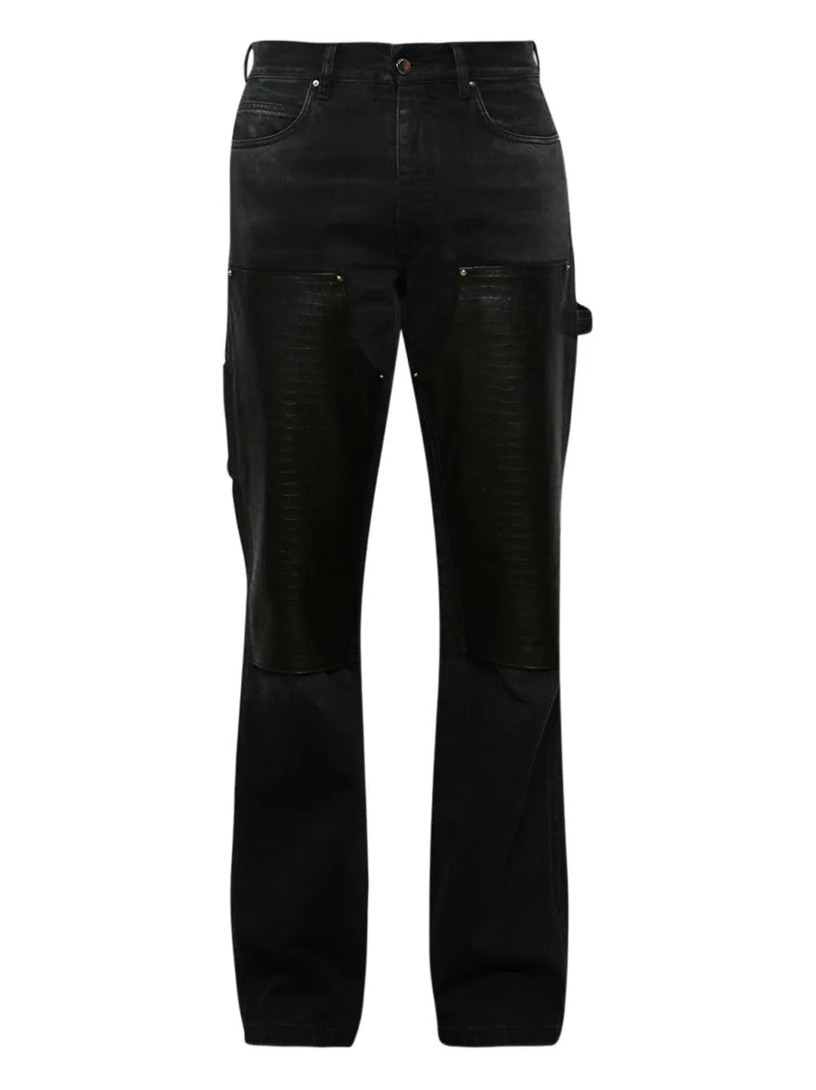 embossed-panel carpenter jeans