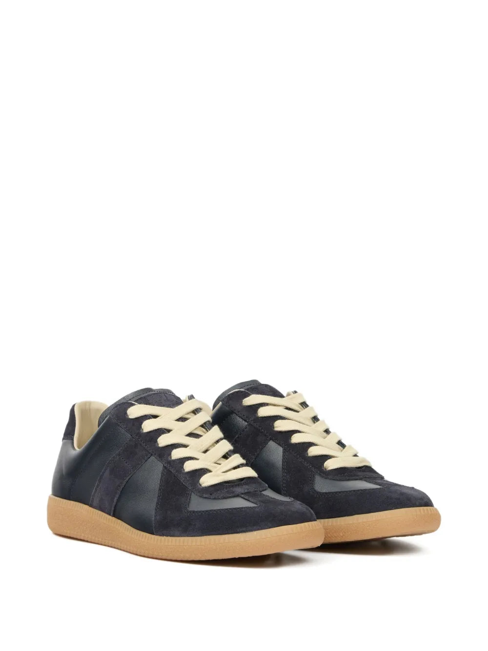 suede and leather lace-up sneakers