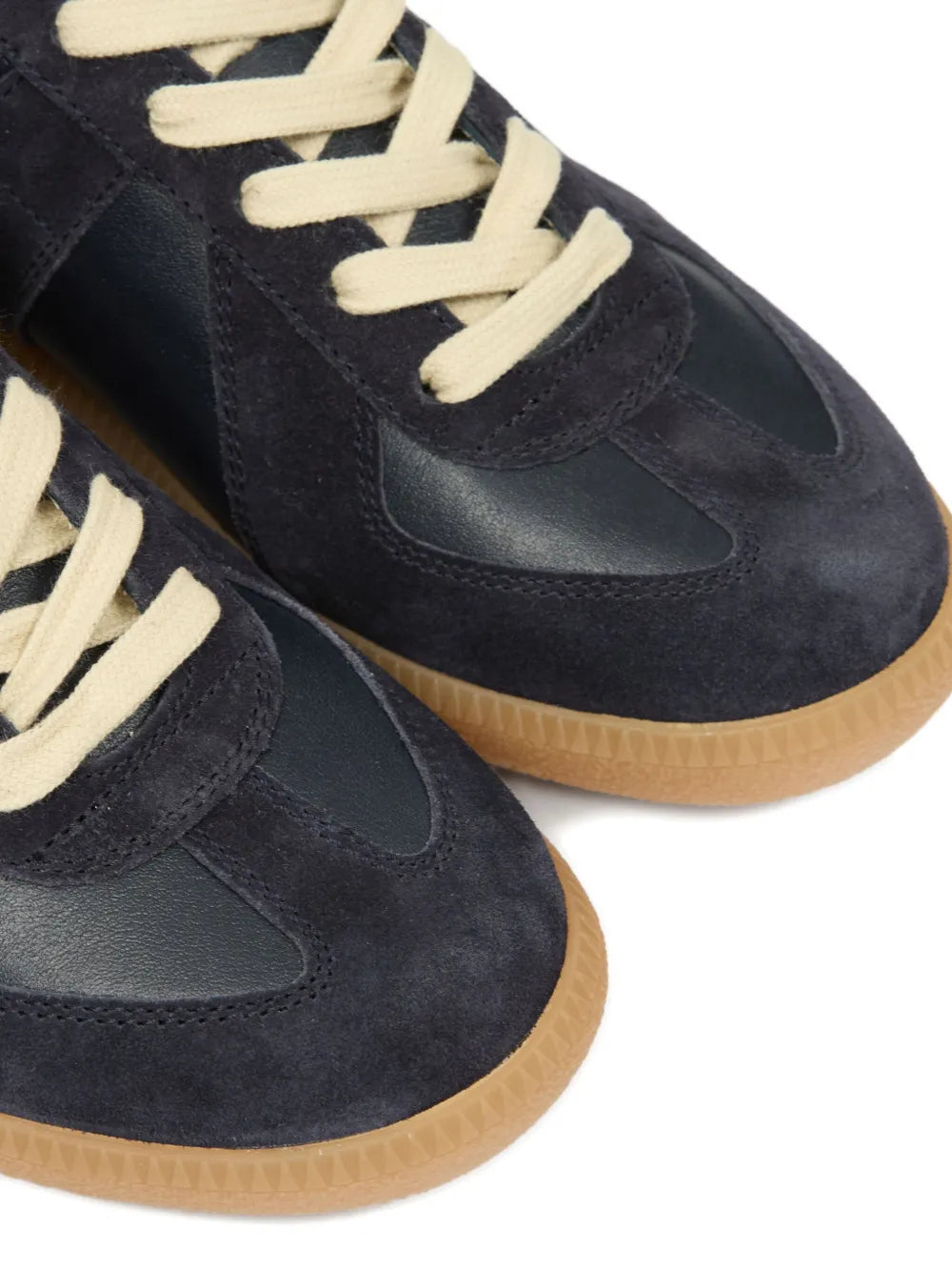 suede and leather lace-up sneakers