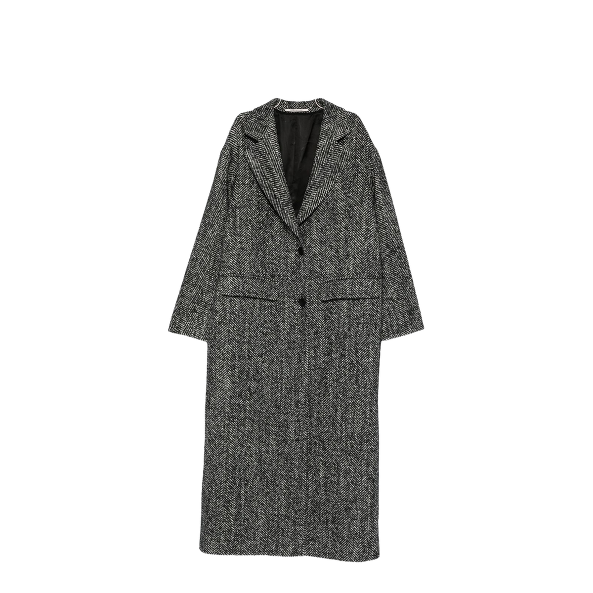 Wool Blend Single-breasted Coat Black