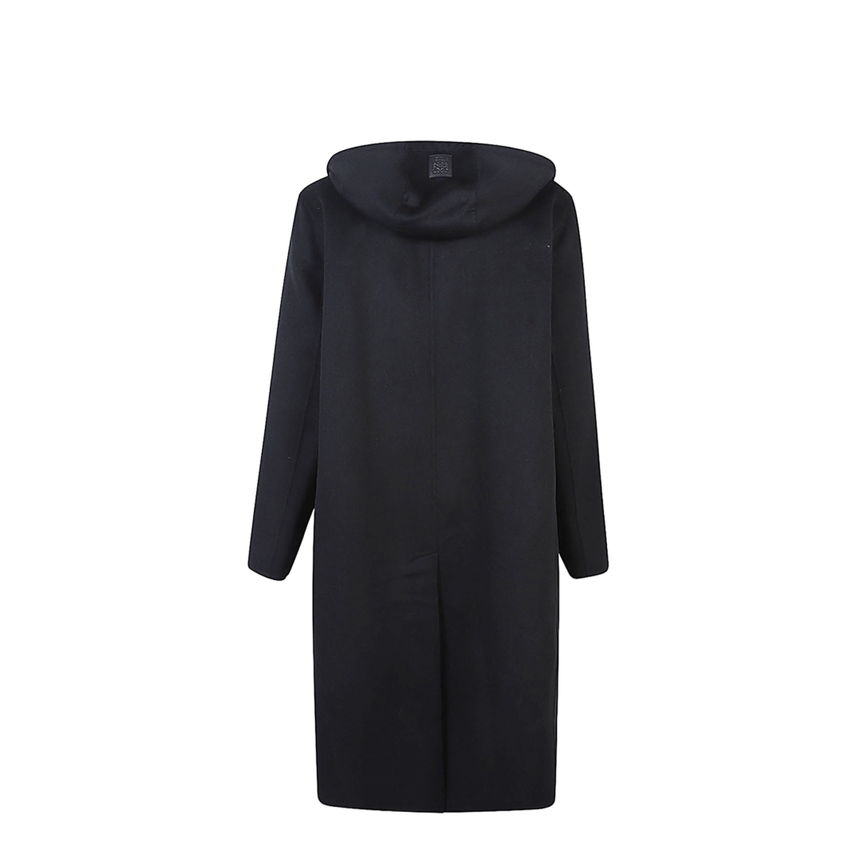 Black Wool And Cashmere Blend Hooded Coat